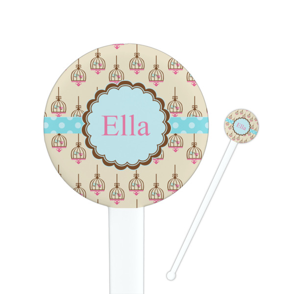 Custom Kissing Birds 7" Round Plastic Stir Sticks - White - Single Sided (Personalized)