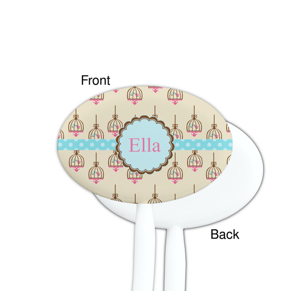 Kissing Birds White Plastic 7" Stir Stick - Single Sided - Oval - Front & Back