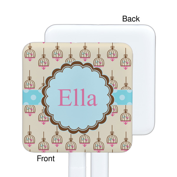 Kissing Birds White Plastic Stir Stick - Single Sided - Square - Approval