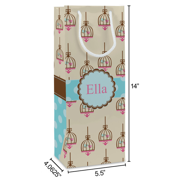 Kissing Birds Wine Gift Bag - Dimensions