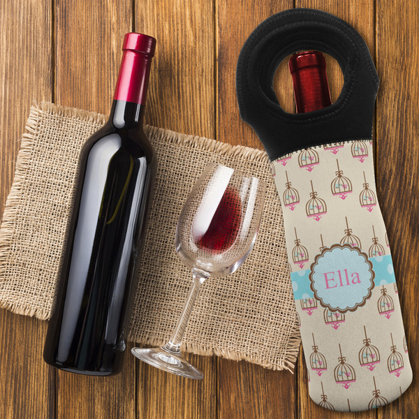 Kissing Birds Wine Tote Bag - FLATLAY