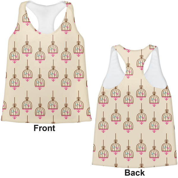 Kissing Birds Womens Racerback Tank Tops - Medium - Front and Back