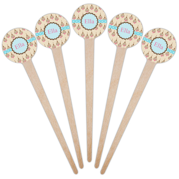 Kissing Birds Wooden 4" Food Pick - Round - Fan View