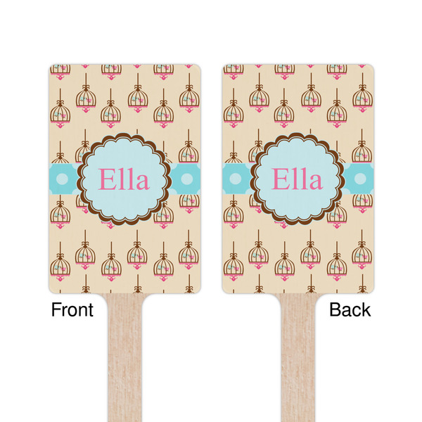 Kissing Birds Wooden 6.25" Stir Stick - Rectangular - Double Sided - Front & Back