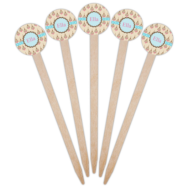 Kissing Birds Wooden 6" Food Pick - Round - Fan View