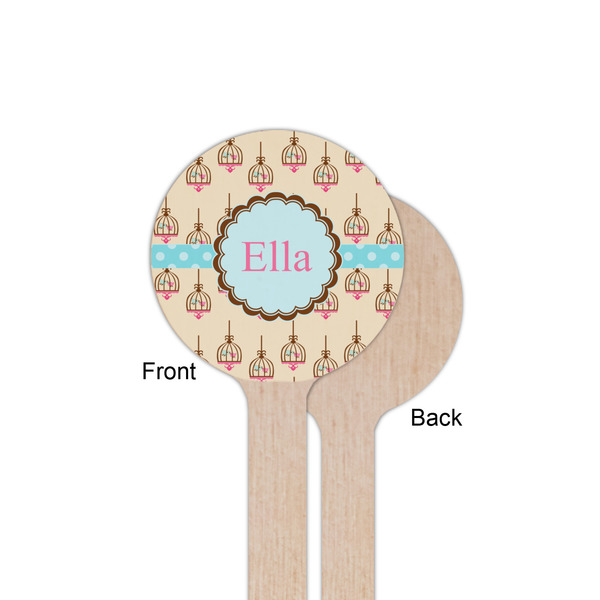 Kissing Birds Wooden 6" Stir Stick - Round - Single Sided - Front & Back