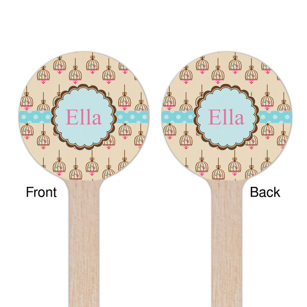 Kissing Birds Wooden 7.5" Stir Stick - Round - Double Sided - Front & Back