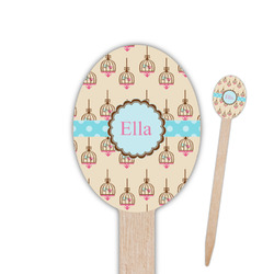 Kissing Birds Oval Wooden Food Picks (Personalized)