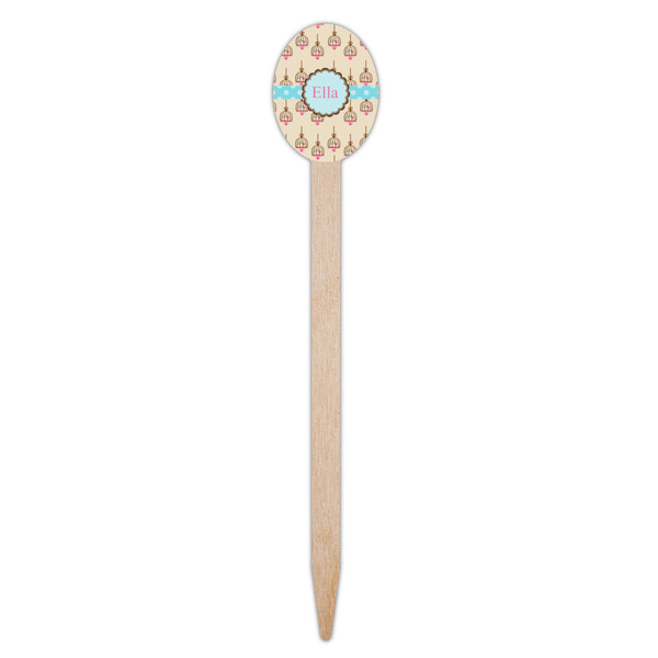 Kissing Birds Wooden Food Pick - Oval - Single Pick