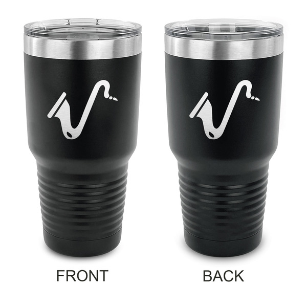 Custom Musical Instruments 30 oz Stainless Steel Tumbler - Black - Double Sided (Personalized)