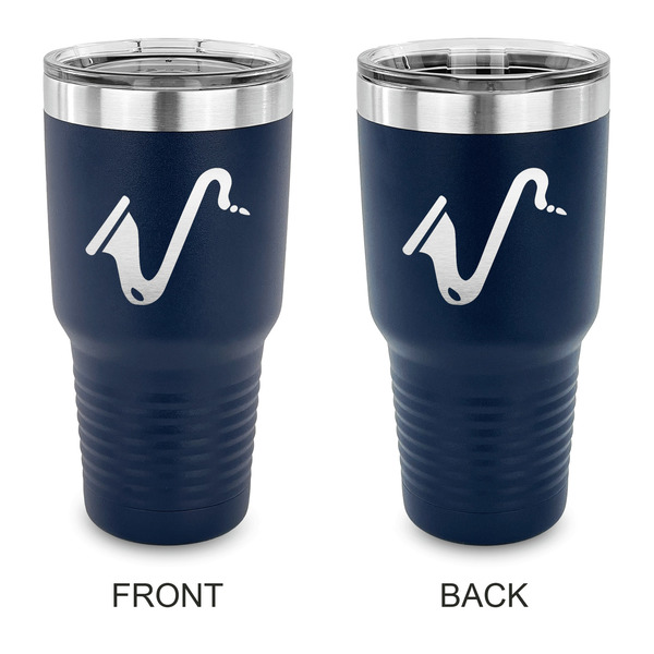 Custom Musical Instruments 30 oz Stainless Steel Tumbler - Navy - Double Sided (Personalized)
