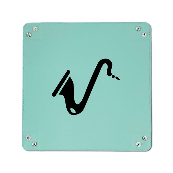 Musical Instruments 6" x 6" Teal Leatherette Snap Up Tray - APPROVAL