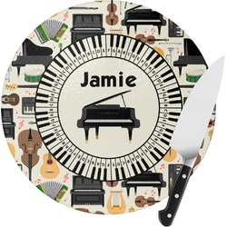 Musical Instruments Round Glass Cutting Board - Small (Personalized)