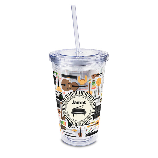 Custom Musical Instruments 16oz Double Wall Acrylic Tumbler with Lid & Straw - Full Print (Personalized)