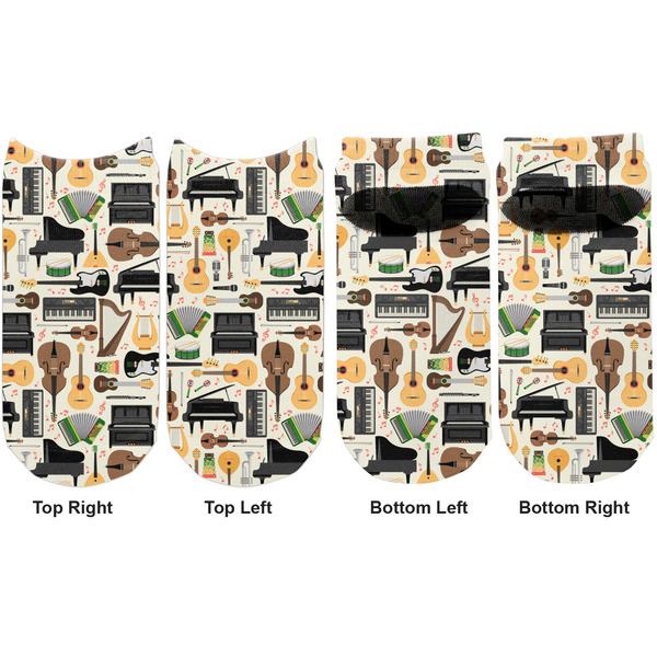 Musical Instruments Adult Ankle Socks - Double Pair - Front and Back - Apvl