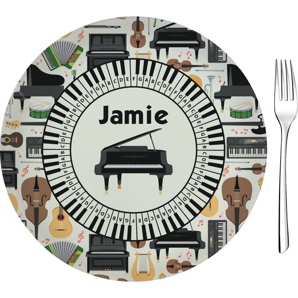Custom Musical Instruments Glass Appetizer / Dessert Plate 8" (Personalized)