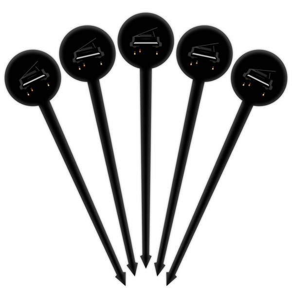 Musical Instruments Black Plastic 4" Food Pick - Round - Fan View