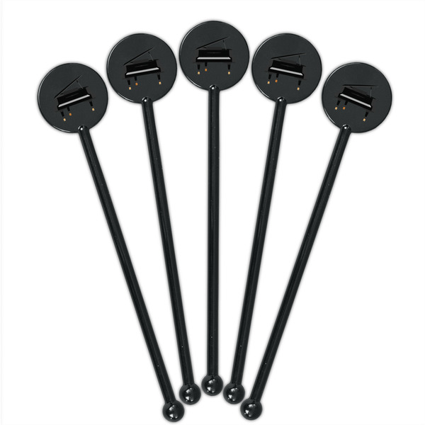 Musical Instruments Black Plastic 5.5" Stir Stick - Round - Fan View