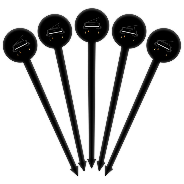 Musical Instruments Black Plastic 6" Food Pick - Round - Fan View