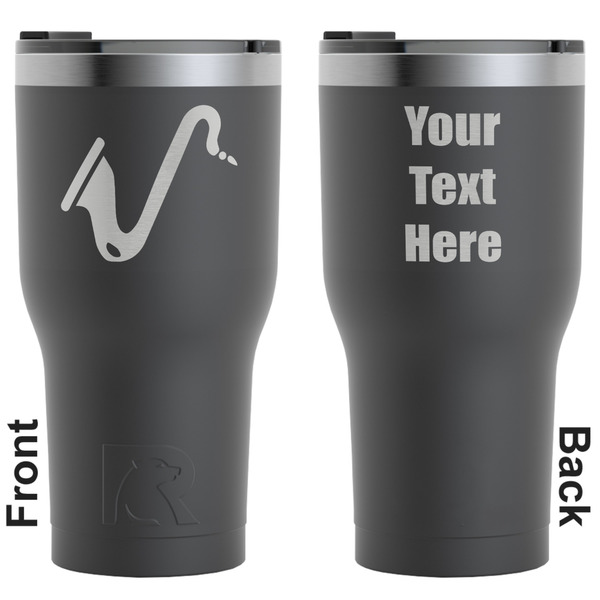 Custom Musical Instruments RTIC Tumbler - Black - Engraved Front & Back (Personalized)