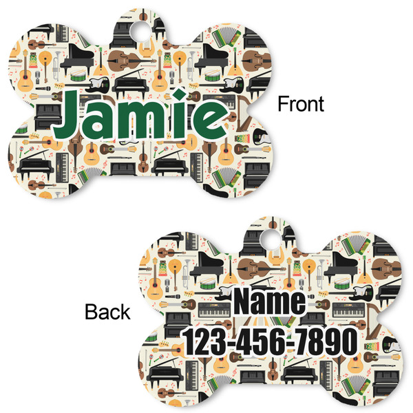 Musical Instruments Bone Shaped Dog ID Tag - Large - Approval