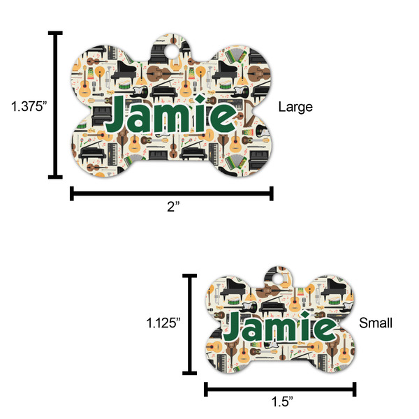 Musical Instruments Bone Shaped Dog ID Tag - Large - Scale