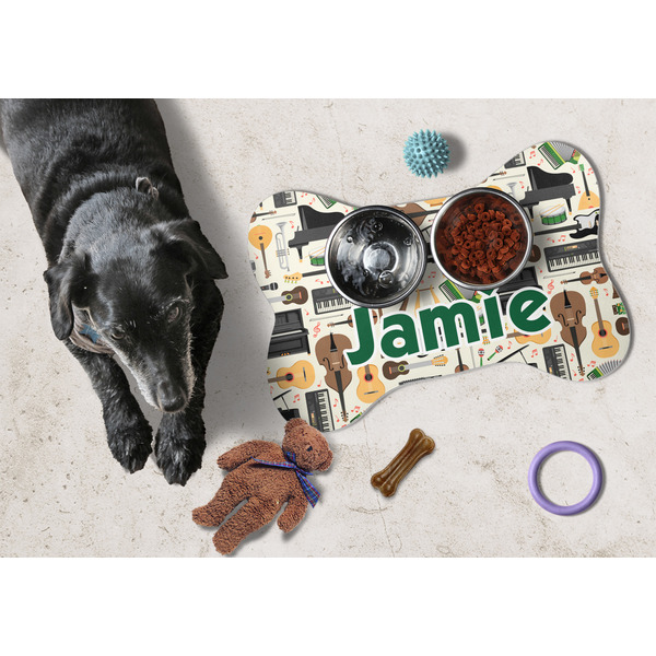 Musical Instruments Bone Shaped Mat w/ Food & Water