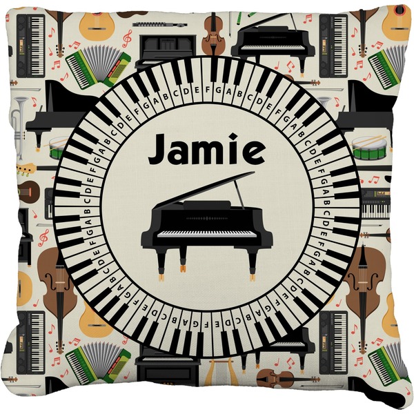 Custom Musical Instruments Faux-Linen Throw Pillow 18" (Personalized)