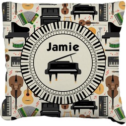 Musical Instruments Faux-Linen Throw Pillow 20" (Personalized)