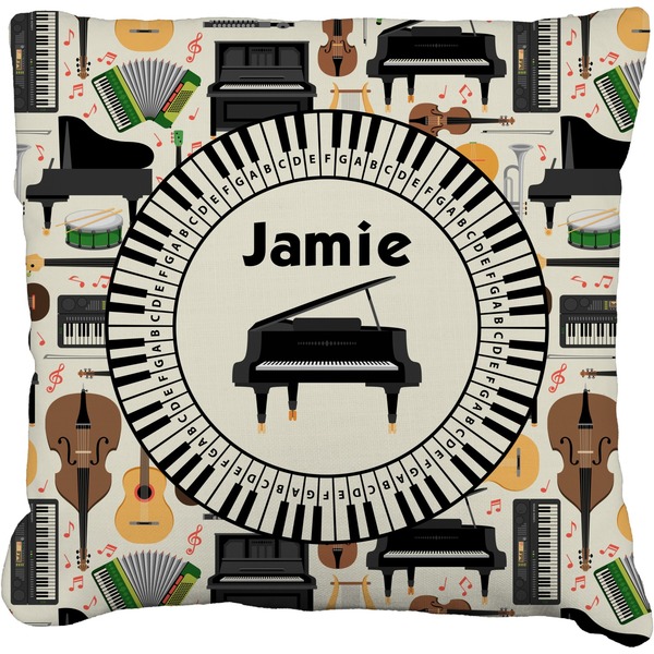 Custom Musical Instruments Faux-Linen Throw Pillow 20" (Personalized)