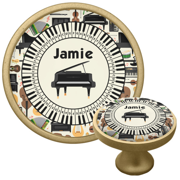 Custom Musical Instruments Cabinet Knob - Gold (Personalized)
