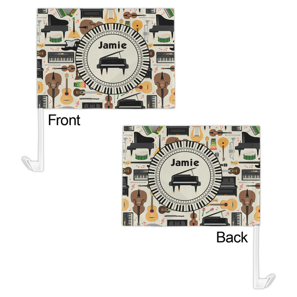 Musical Instruments Car Flag - 11" x 8" - Front & Back View