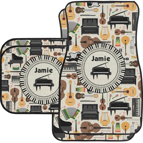 Custom Musical Instruments Car Floor Mats Set - 2 Front & 2 Back (Personalized)