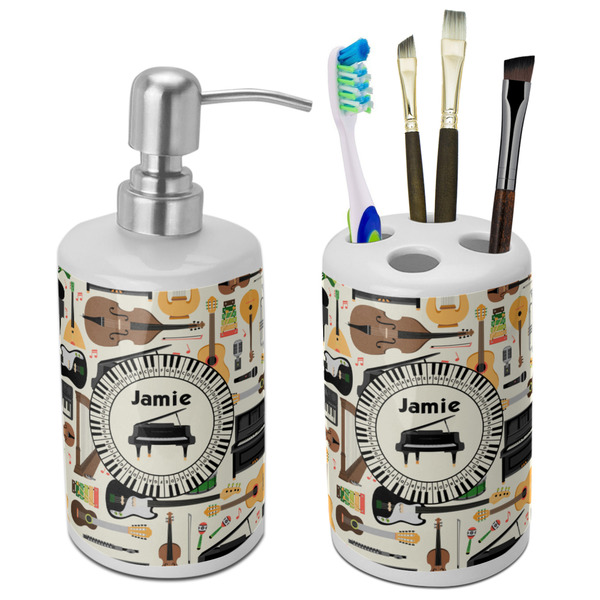 Custom Musical Instruments Ceramic Bathroom Accessories Set (Personalized)