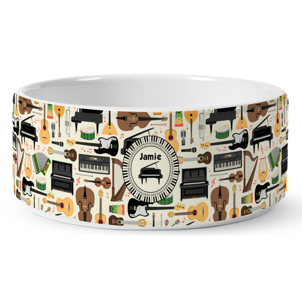 Musical Instruments Ceramic Dog Bowl - Medium - Front