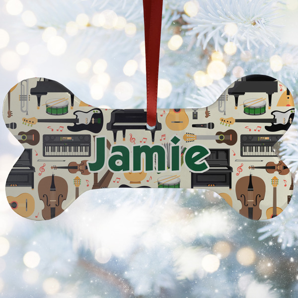 Custom Musical Instruments Ceramic Dog Ornament w/ Name or Text