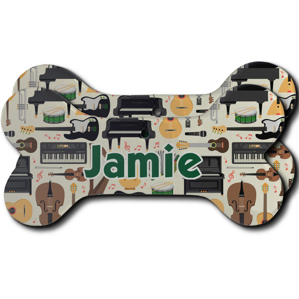 Custom Musical Instruments Ceramic Dog Ornament - Front & Back w/ Name or Text