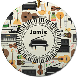 Musical Instruments Round Ceramic Ornament w/ Name or Text