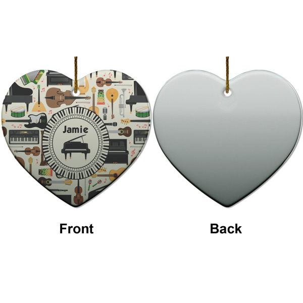 Musical Instruments Ceramic Flat Ornament - Heart Front & Back (APPROVAL)