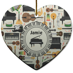 Musical Instruments Heart Ceramic Ornament w/ Name or Text