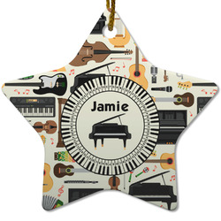 Musical Instruments Star Ceramic Ornament w/ Name or Text