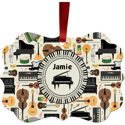 Musical Instruments Metal Frame Ornament - Double Sided w/ Name or Text