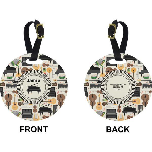 Musical Instruments Circle Luggage Tag (Front + Back)