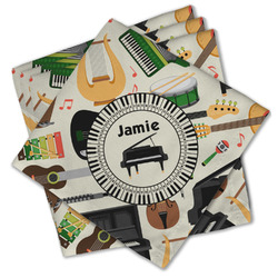 Musical Instruments Cloth Cocktail Napkins - Set of 4 w/ Name or Text