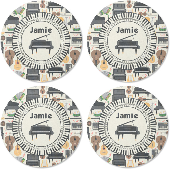 Musical Instruments Coaster Round Rubber Back - Apvl