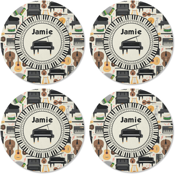 Musical Instruments Coaster Round Rubber Back - Apvl
