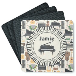 Musical Instruments Square Rubber Backed Coasters - Set of 4 (Personalized)