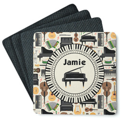 Musical Instruments Square Rubber Backed Coasters - Set of 4 (Personalized)