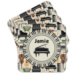 Musical Instruments Cork Coaster - Set of 4 w/ Name or Text