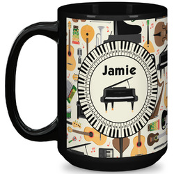 Musical Instruments 15 Oz Coffee Mug - Black (Personalized)
